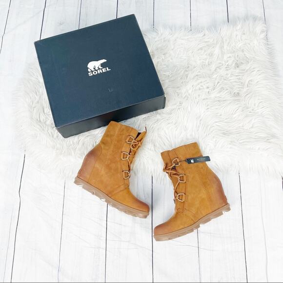 Sorel Brown Joan of Arctic Wedge II Leather Boot In Kettle Iced Tea 11 NEW - Picture 3 of 6